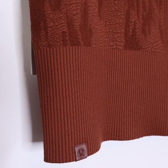 LULULEMON End State Full Zip Jacket Dark Terracotta Knit Ribbed Women's 8 - Picture 3 of 11